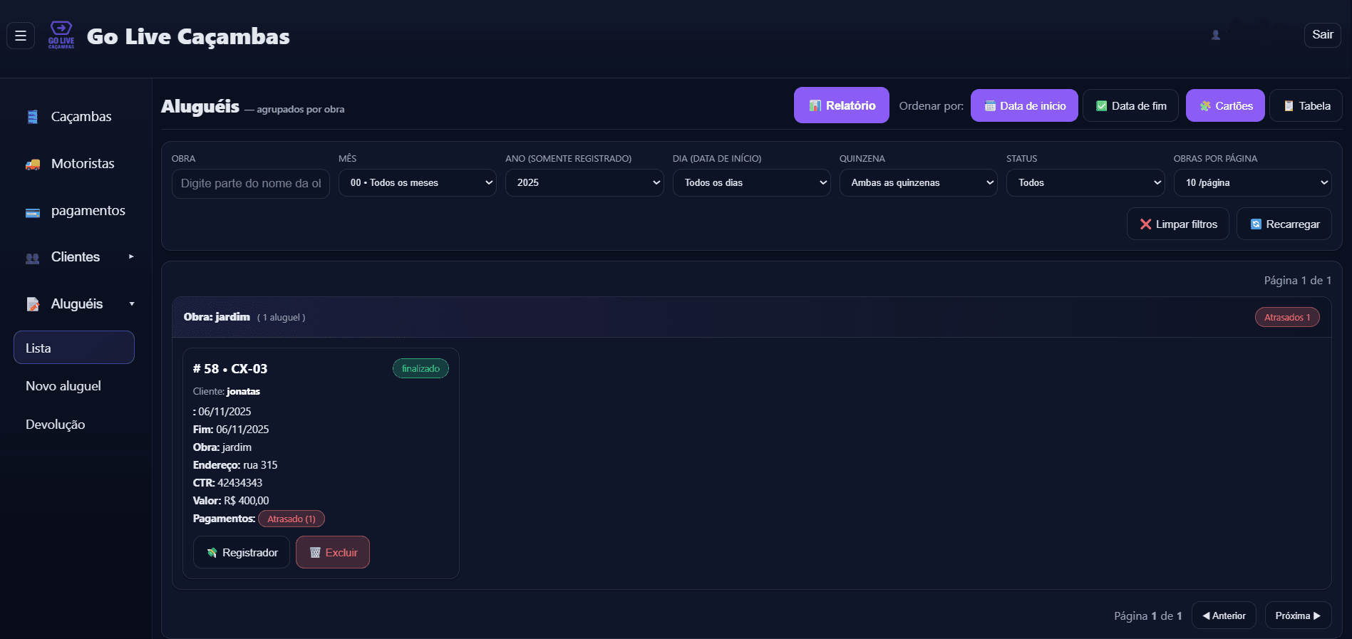 Sistema de Gestão de Equipamentos